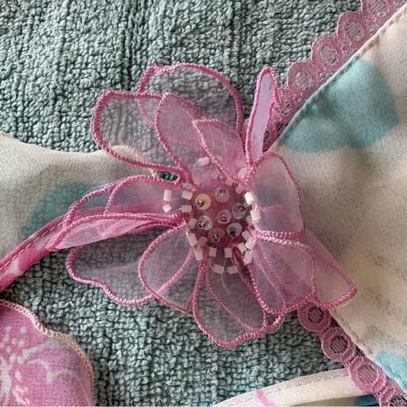 NEW California Dynasty Floral Sheer Full Slip SMALL Floral Chiffon Beaded detail - Picture 6 of 10